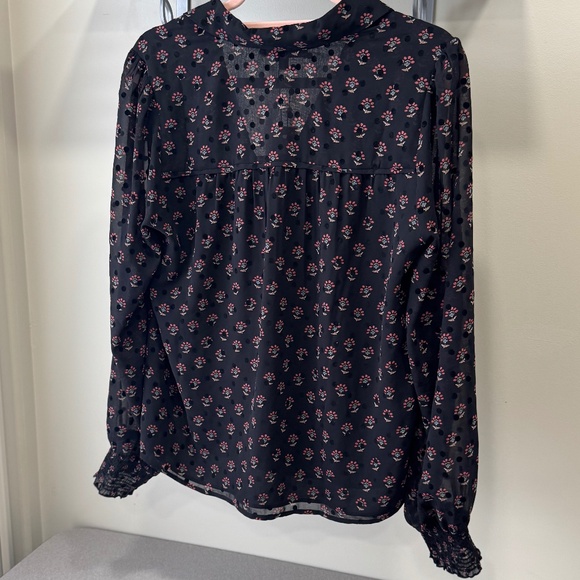 La Serein Black Polka Dot Floral Print Blouse - Picture 5 of 7